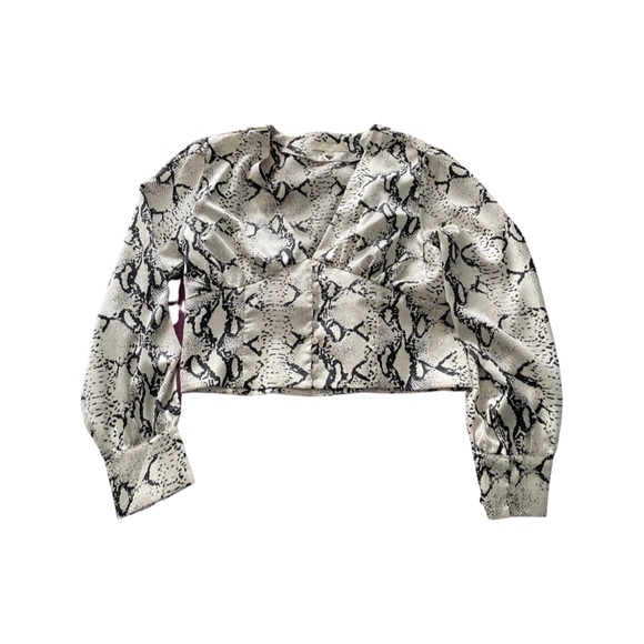 Dance&Marvel Satin Snakeskin Longsleeve Top (Size Large) - Picture 1 of 4